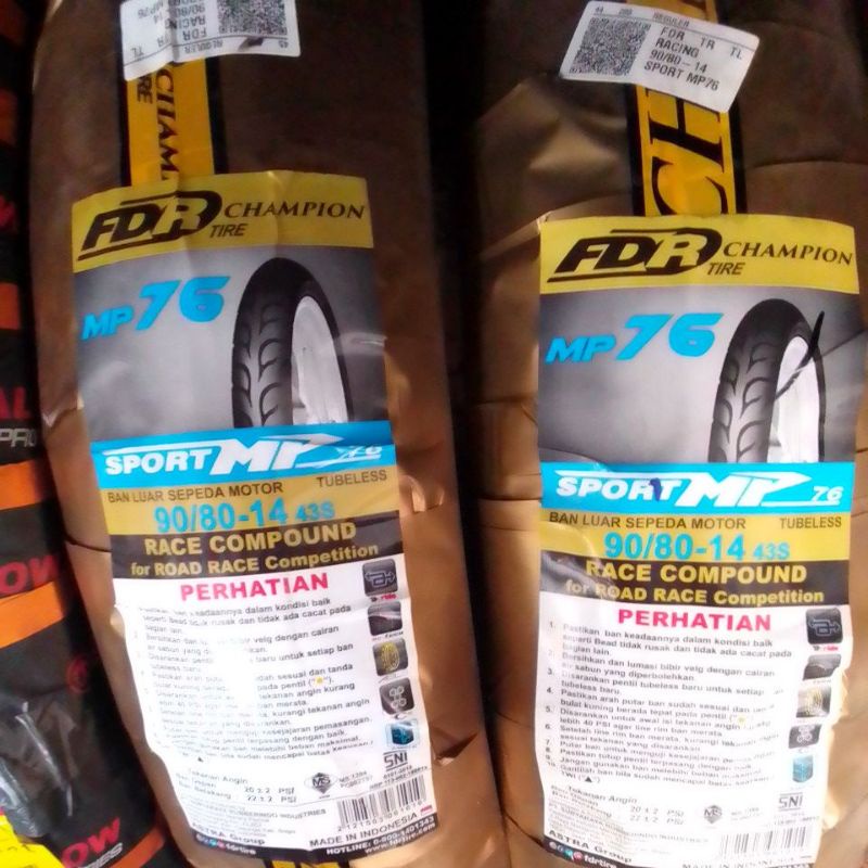 Jual ban FDR MP 76 ring 14 sepasang depan dan belakang ukuran 90-80/14 ...