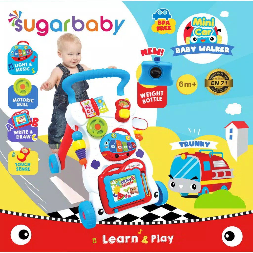 Jual Baby walker mainan bayi dorong alat bantu jalan bayi aman dan kuat sugar baby mini car push walker Shopee Indonesia