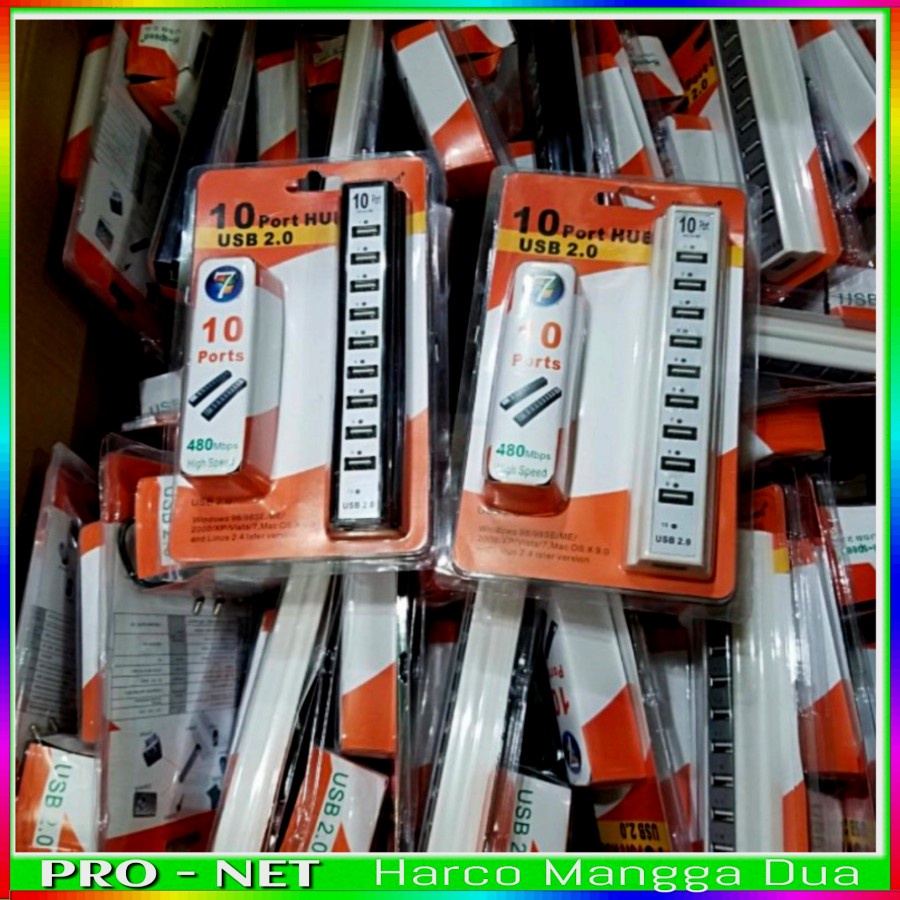 Jual usb hub 10 port plus adaptor hitam atau putih | Shopee Indonesia