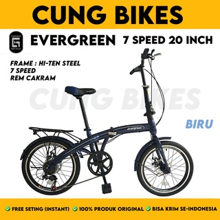 Jual Sepeda Lipat 20 Folding Bike Evergreen bearing dan disc