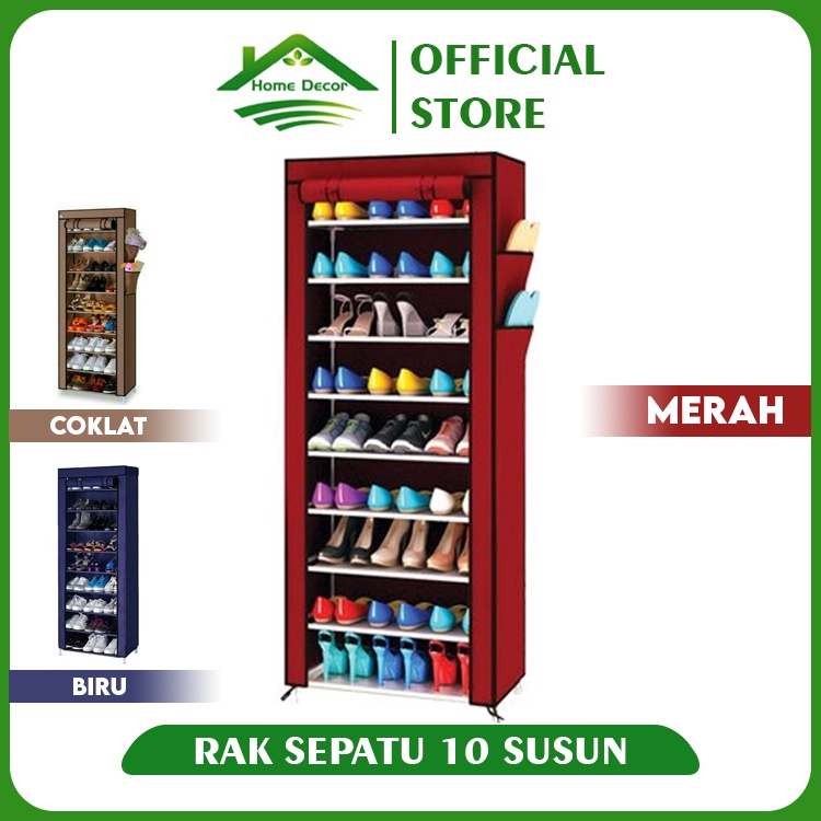 Jual Homedekor Rak Sepatu Kain 10 Susun 9 Rangka Rak Sepatu Portable ...
