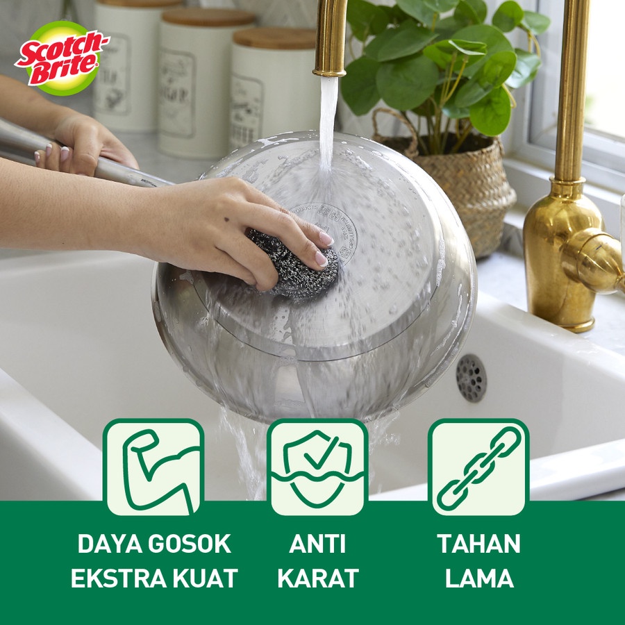 Jual Tchome Scotch-Brite 3M Sabut Cuci Panci Stainless Basic Anti Karat ...