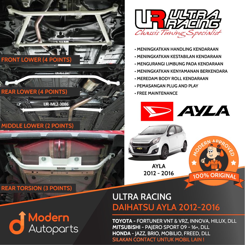 Jual PAKET Stabilizer Ultra Racing Ayla 12-16 Front Lower & Middle ...
