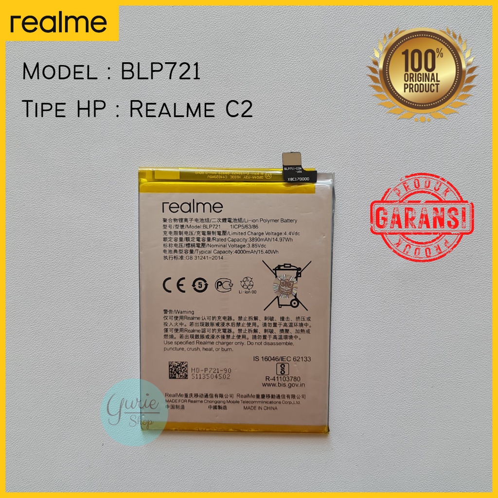 Jual Baterai Battery Batre Realme C Blp Blp Original Shopee