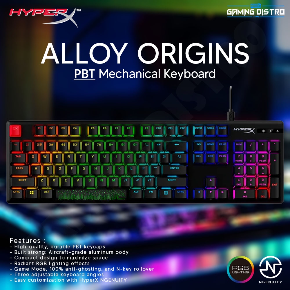 Jual HyperX Alloy Origins PBT Keycaps RGB Fullsize Mechanical Keyboard ...