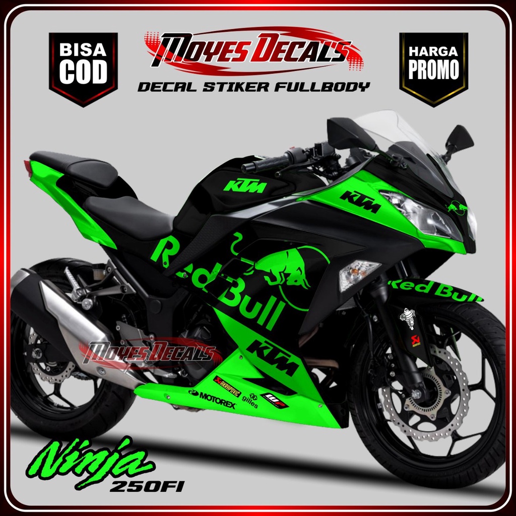 Jual Decal Kawasaki Ninja 250 Fi Full Body Redbulll Shopee Indonesia
