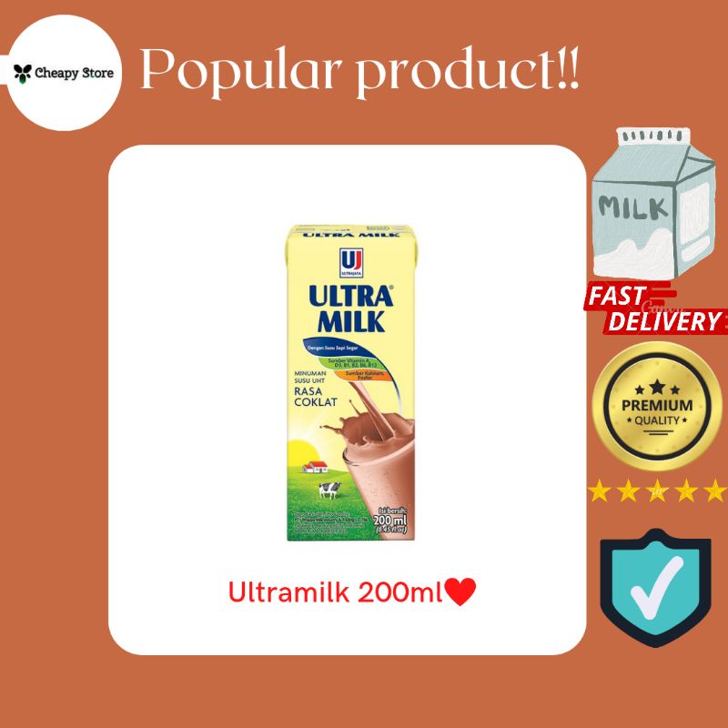 Jual Susu ultra milk UHT 200ml [Gosend Palembang] | Shopee Indonesia
