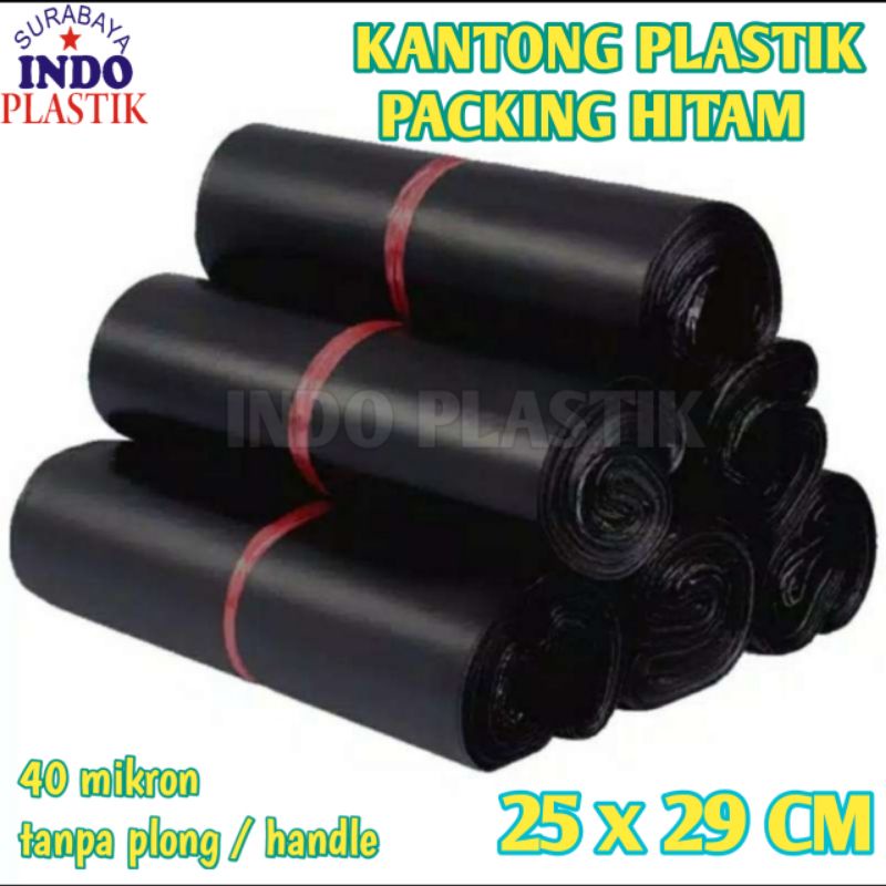 Jual ISI 100 PCS PACKING 25X29 CM HITAM PLASTIK KRESEK KANTONG PACKING ...