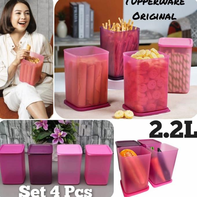 Jual Tupperware Canister Cantik Toples Snack Keripik Kerupuk Kue Kering ...