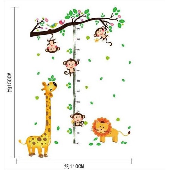 Jual Stiker Dinding 60x90 Ukur Tinggi Badan Jerapah Monyet SK9128 Wall ...