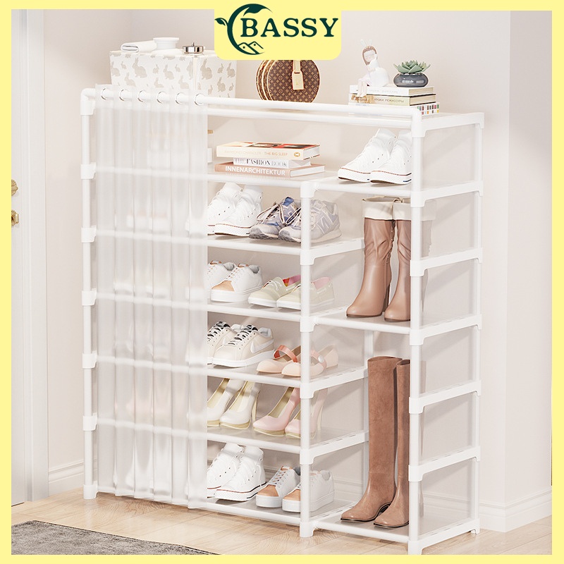 Jual Bassy Lemari Rak Sepatu Kotak Sepatu Anti Debu Rak Sepatu Tirai ...