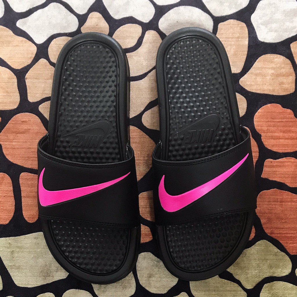 Jual Nike Benassi Slides Swoosh Black Pink (ORIGINAL) | Shopee Indonesia