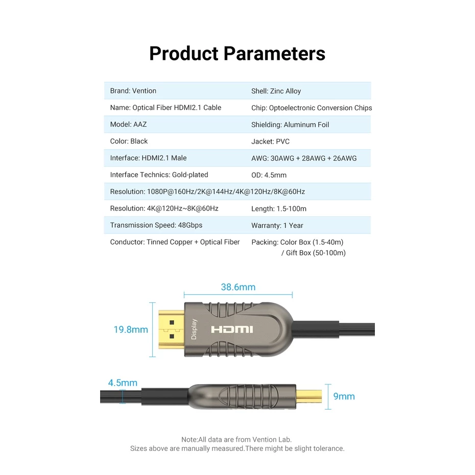 Vention Kabel HDMI Optical 50M High Speed Active Premium