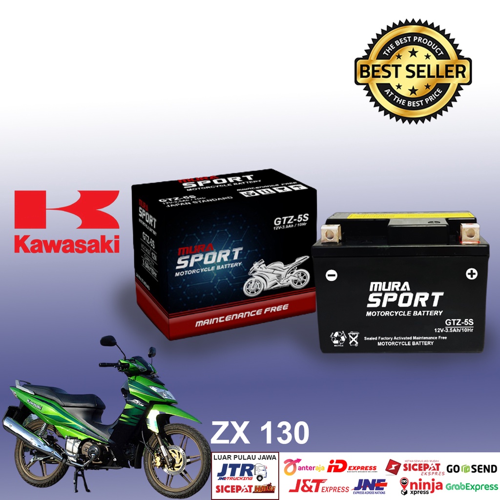Jual Aki motor murah kawasaki zx130 accu GTZ5S aki murasport