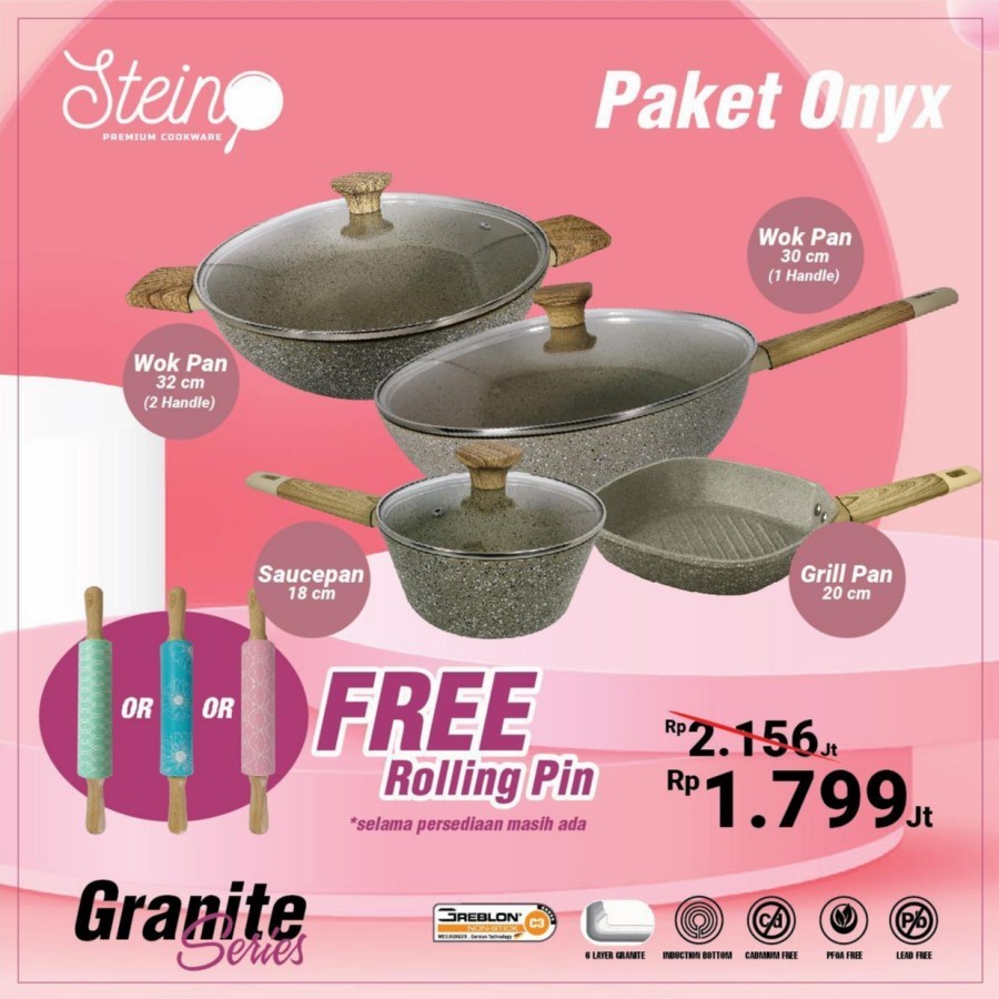 Jual STEINCOOKWARE PAKET ONYX FREE Latte Plus Duo Candy Shopee Indonesia