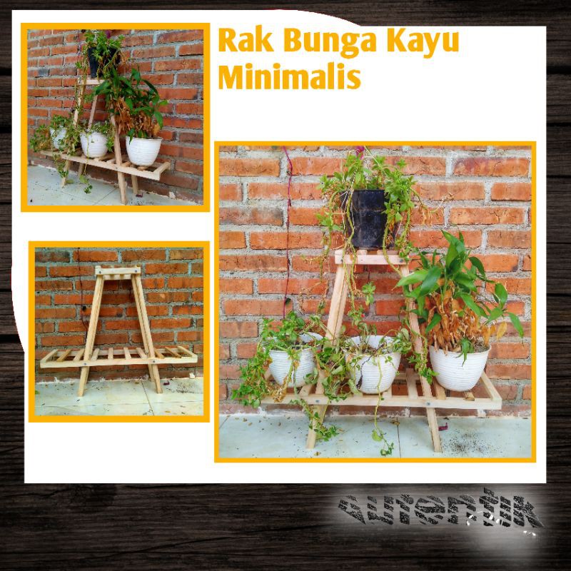 Jual Rak Bunga Kayu Minimalis Dua Susun Menggunakan Kayu Jati Asli Shopee Indonesia