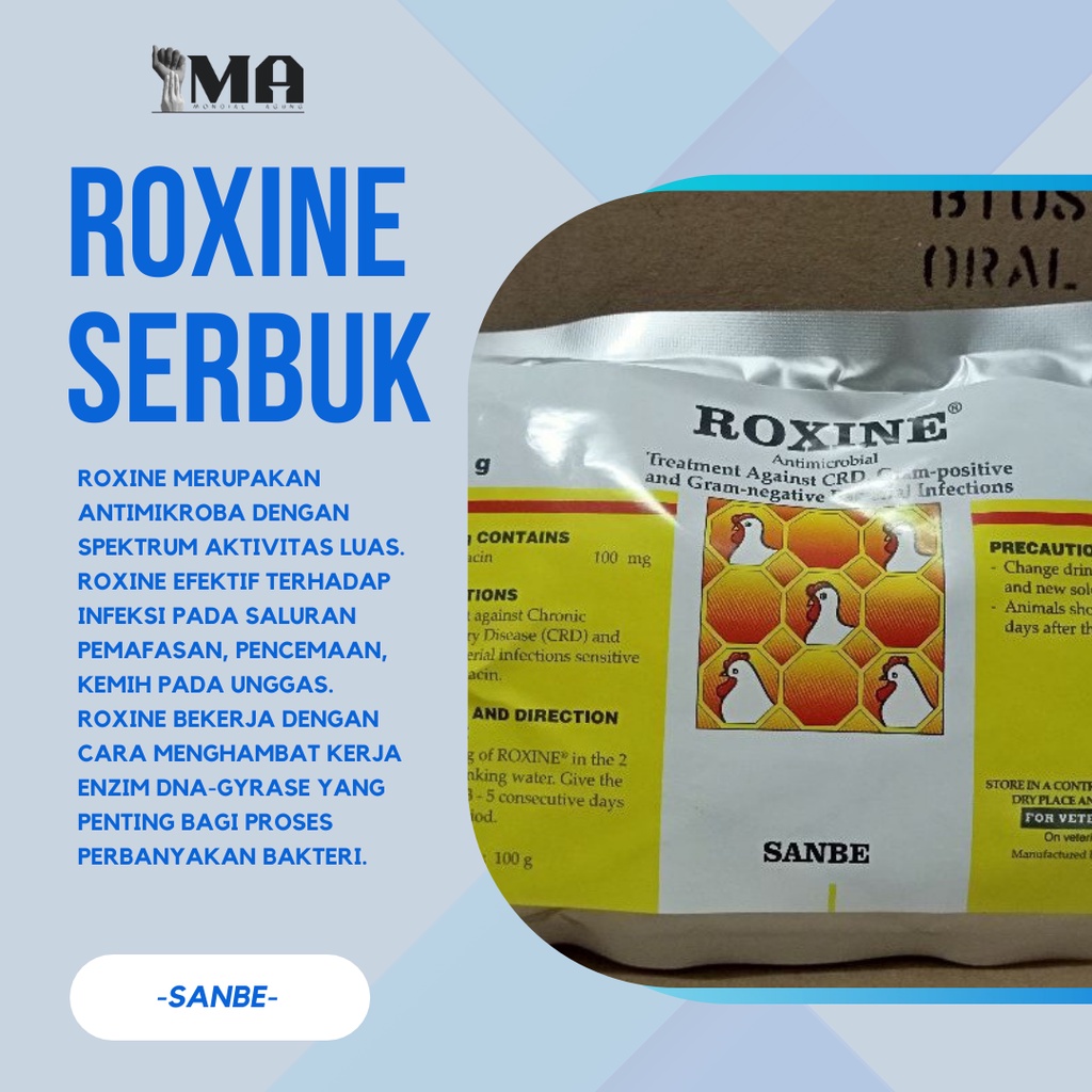 Jual ROXINE 100 GRAM SERBUK OBAT CRD COLI SNOT KOLERA INFEKSI ...