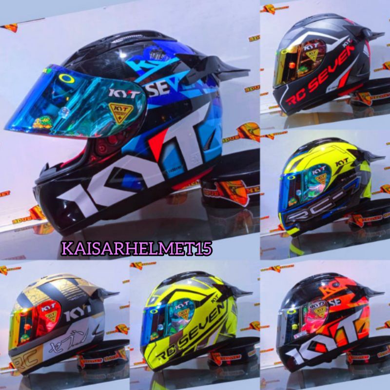 Jual HELM full face KYT R7 SEVEN paket ganteng motif visor iridium ...