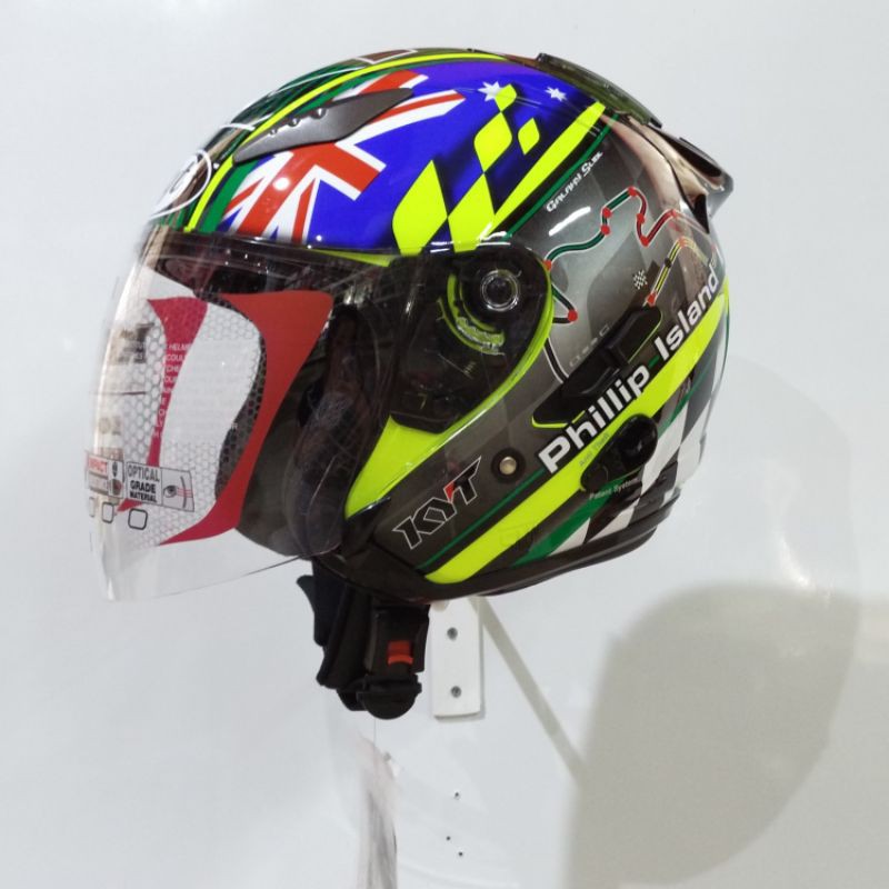 Jual Helm KYT Galaxy Slide Philip Island Yellow / Helm KYT half face