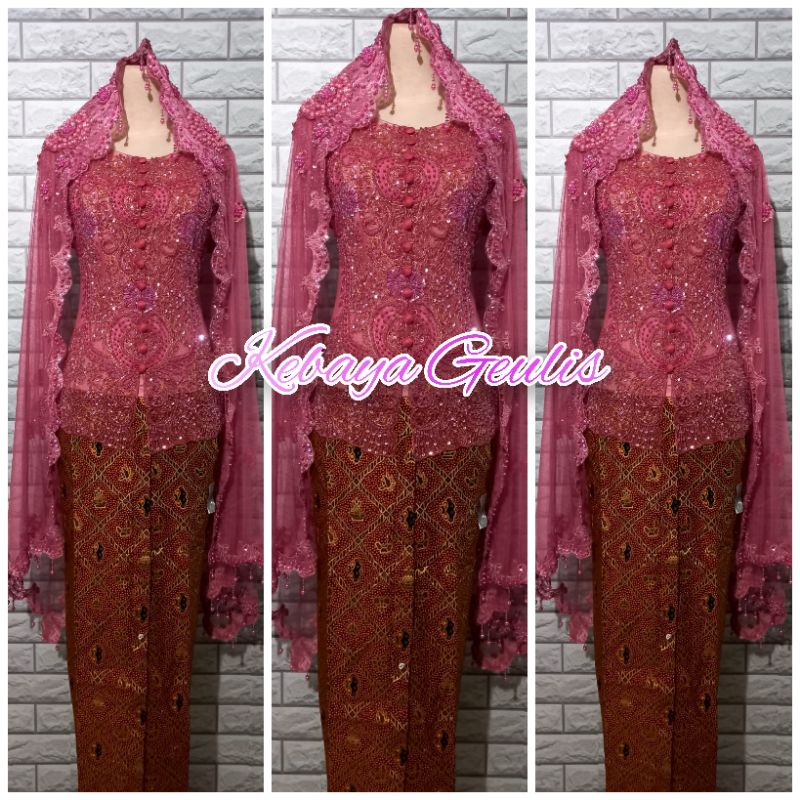 Jual set kebaya pesta kebaya abege modern kerah sabrina +selendang ...
