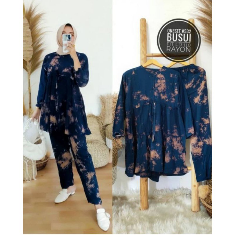 Jual Bisa Cod Setelan Tie Dye Lengan Panjang One Set Rayon Shopee Indonesia