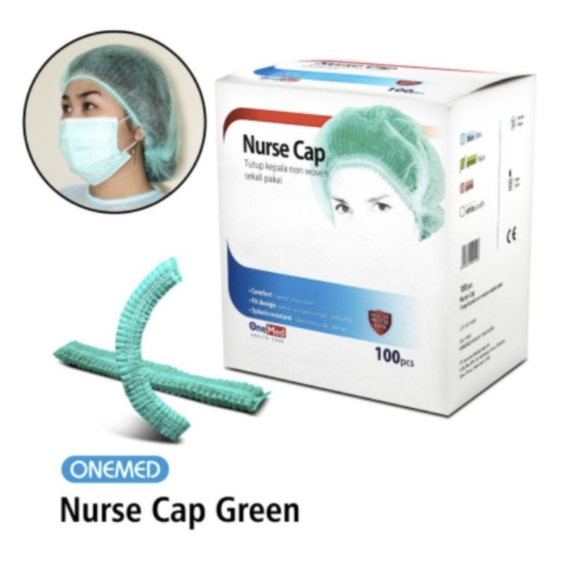 Jual OneMed Nurse Cap Isi 100 / Tutup Kepala Medis / Topi Perawat - Non ...