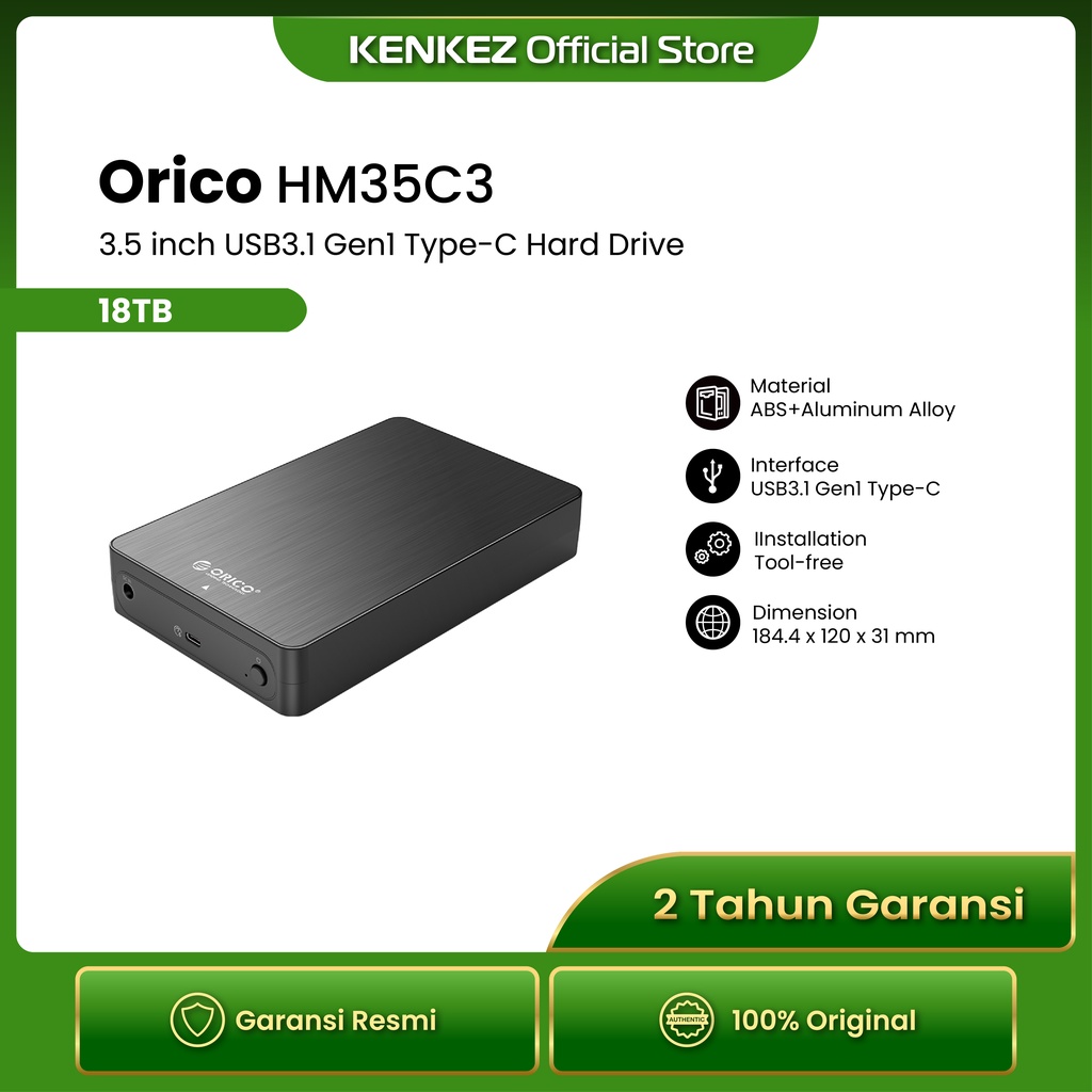 Jual Orico HM35C3 3.5 inch USB3.1 Gen1 Type-C Hard Drive Enclosure ...