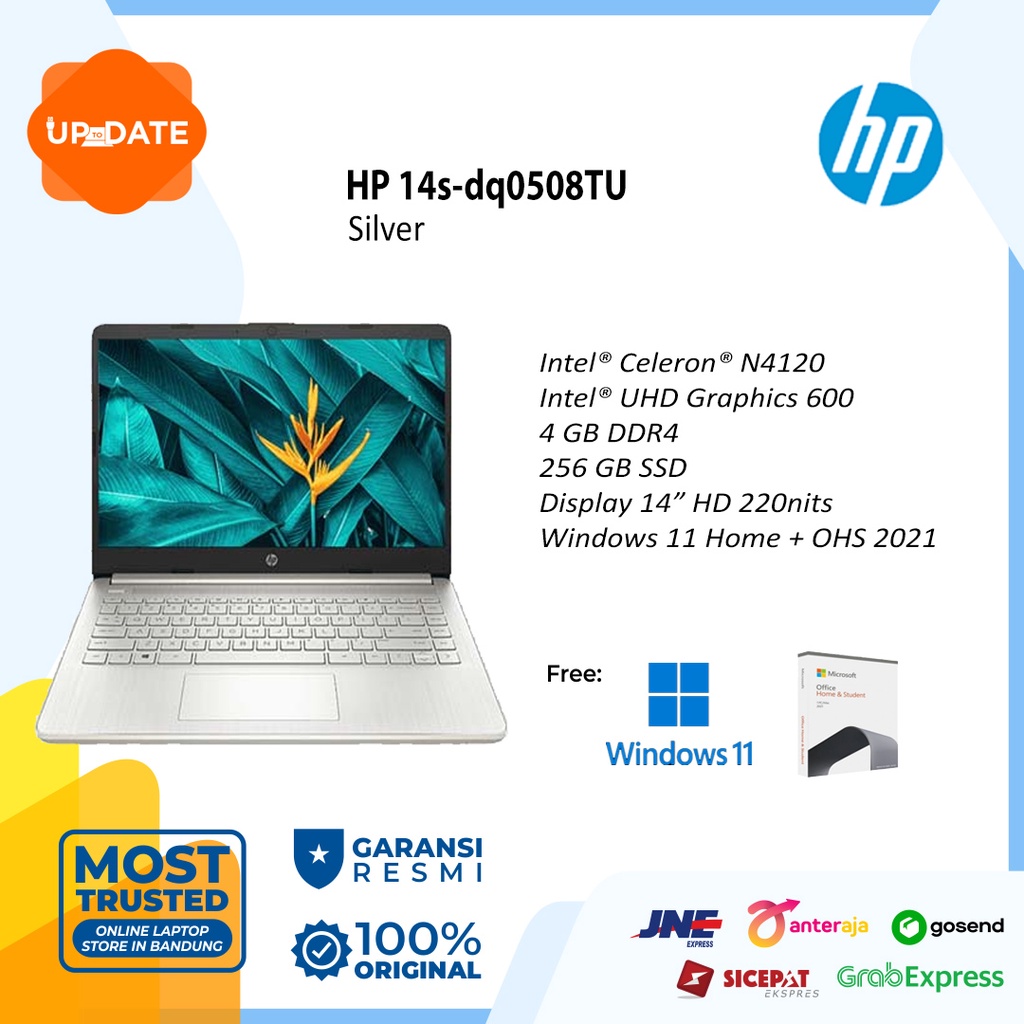 Jual Hp 14s Dq0508tu Intel Celeron N4120 4gb 256gb Ssd 14hd W11 Ohs Shopee Indonesia 9710