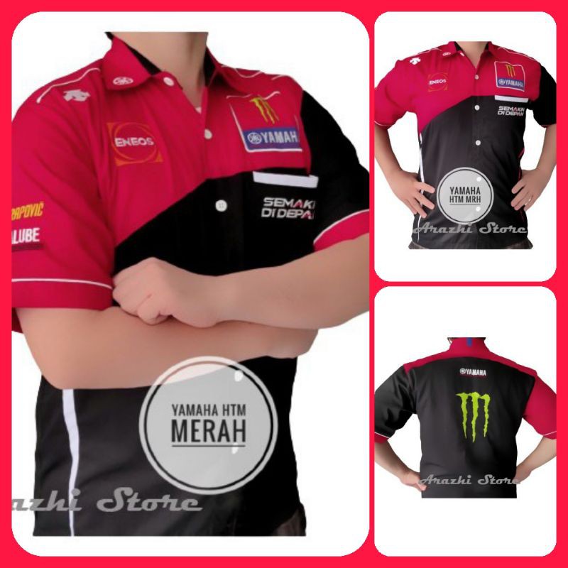 Jual Seragam PDH Yamaha Merah Racing Team Kemeja Yamaha Hitam Merah ...