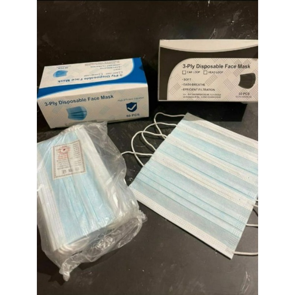 50-Pack Disposable Face Masks - 3-Ply Blue Non-Medical Mouth Covers, Basic Protection