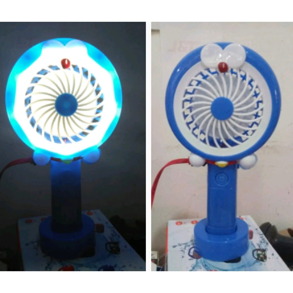 DORAEMON KIPAS ANGIN PORTABLE / STANDING MINI FAN LAMPU LED KARAKTER | AutoStock