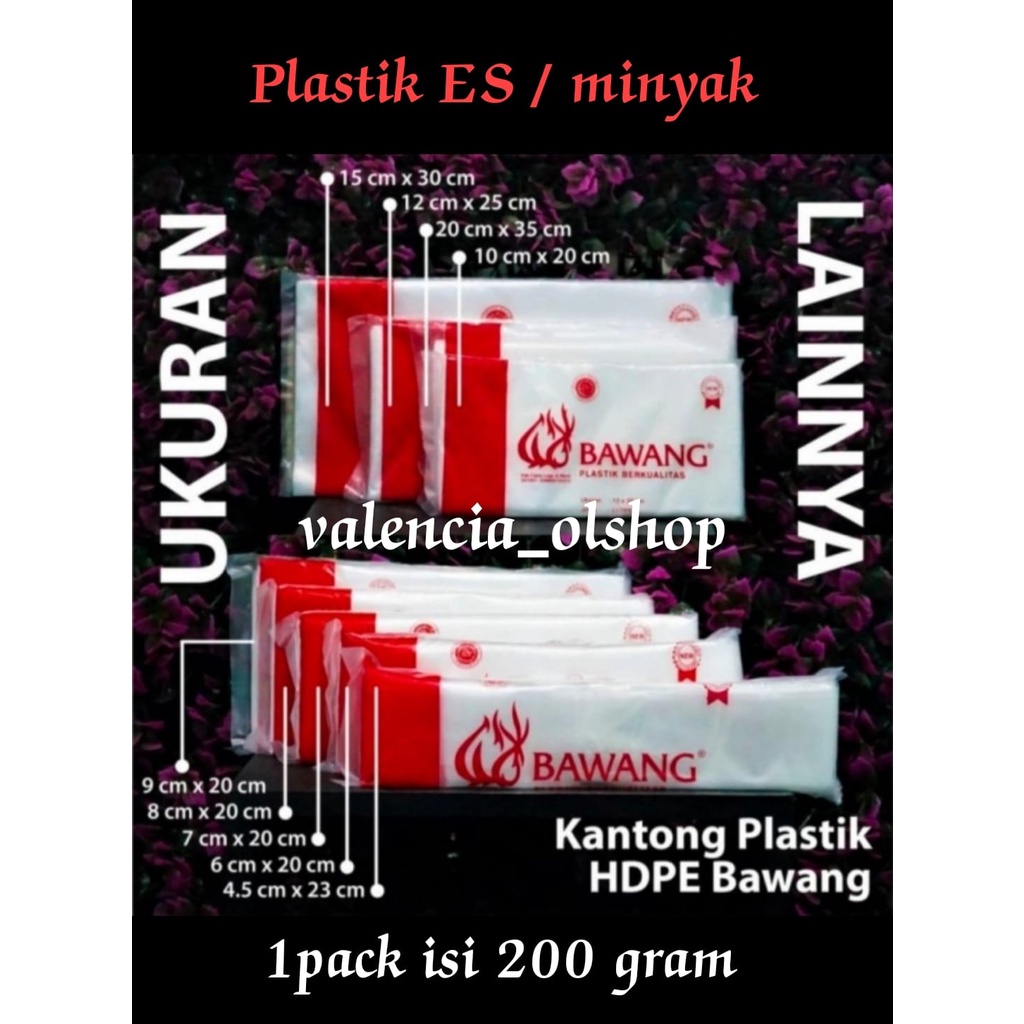 Jual Pe Bawang Plastik Es 200 Gram Plastik Es Pe 10x20 12x25 15x30