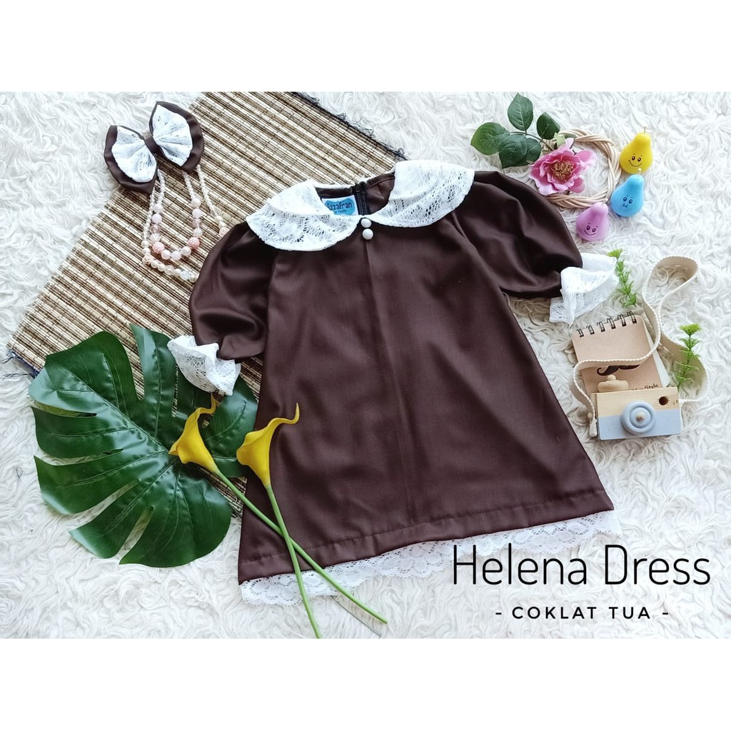 Jual DRESS HELENA WARNA COKLAT TUA/ DRESS NEWBORN/ BAJU NEWBORN/ BAJU