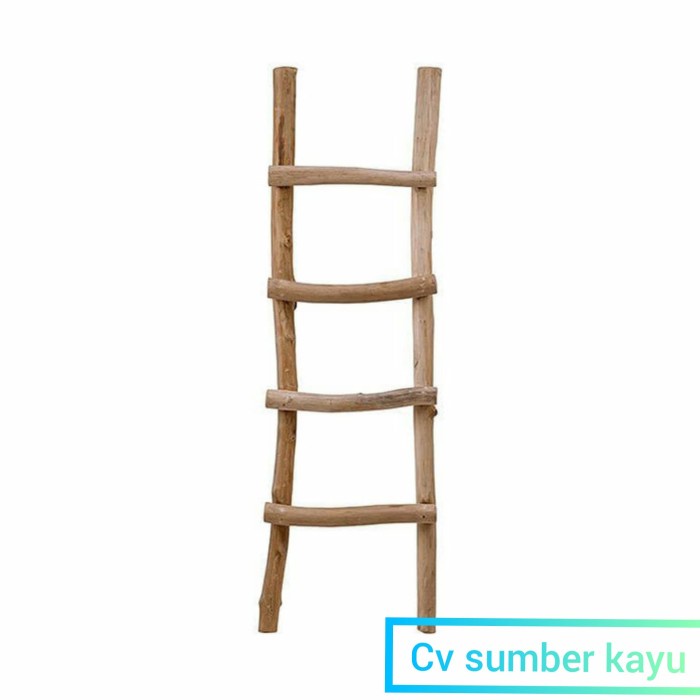 Jual Ready Stok rak tangga kayu jati natural ladder hanger teak wood ...