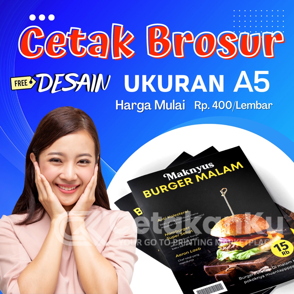 Jual Cetak Brosur A5 Bahan Art Paper 150gr 1 Sisi 2 Sisi Gratis