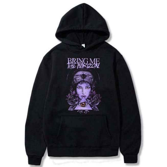 Jaket Hoodie Bring Me The Horizon BMTH jacket non Zipper hitam pria wanita dewasa Band Rock Metal tee katun baby terry cotton fleece oversize premium