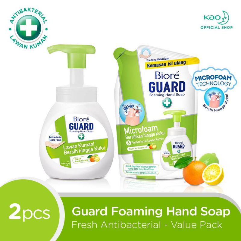 Jual Biore Guard Foaming Hand Soap Fresh Antibacterial Botol 250 ml+ ...