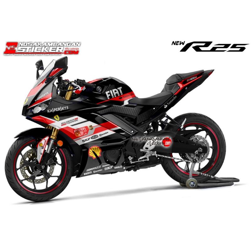Jual Decal Stiker Motor Yamaha R25 Full Body Racing Team Fiat Hitam ...
