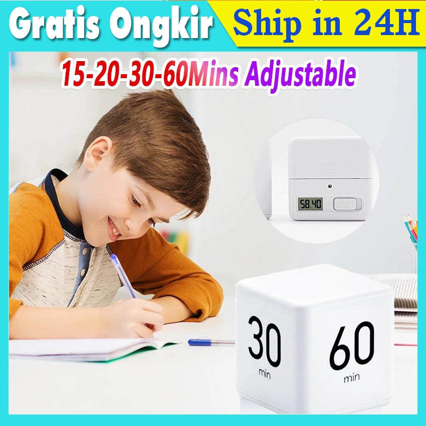 Jual Timer Digital Dapur Kotak Countdown 15-20-30-60 Minutes Cube Timer ...