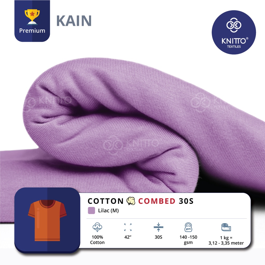 Jual Kain Cotton Combed 30s Lilac Bahan Kaos Knitto Shopee