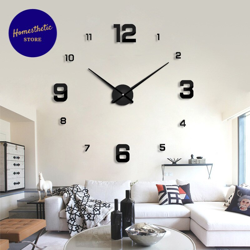 Jam Dinding Besar Raksasa Tempel DIY Jumbo Giant Clock Quartz 80-130cm Unik Dekorasi Dinding