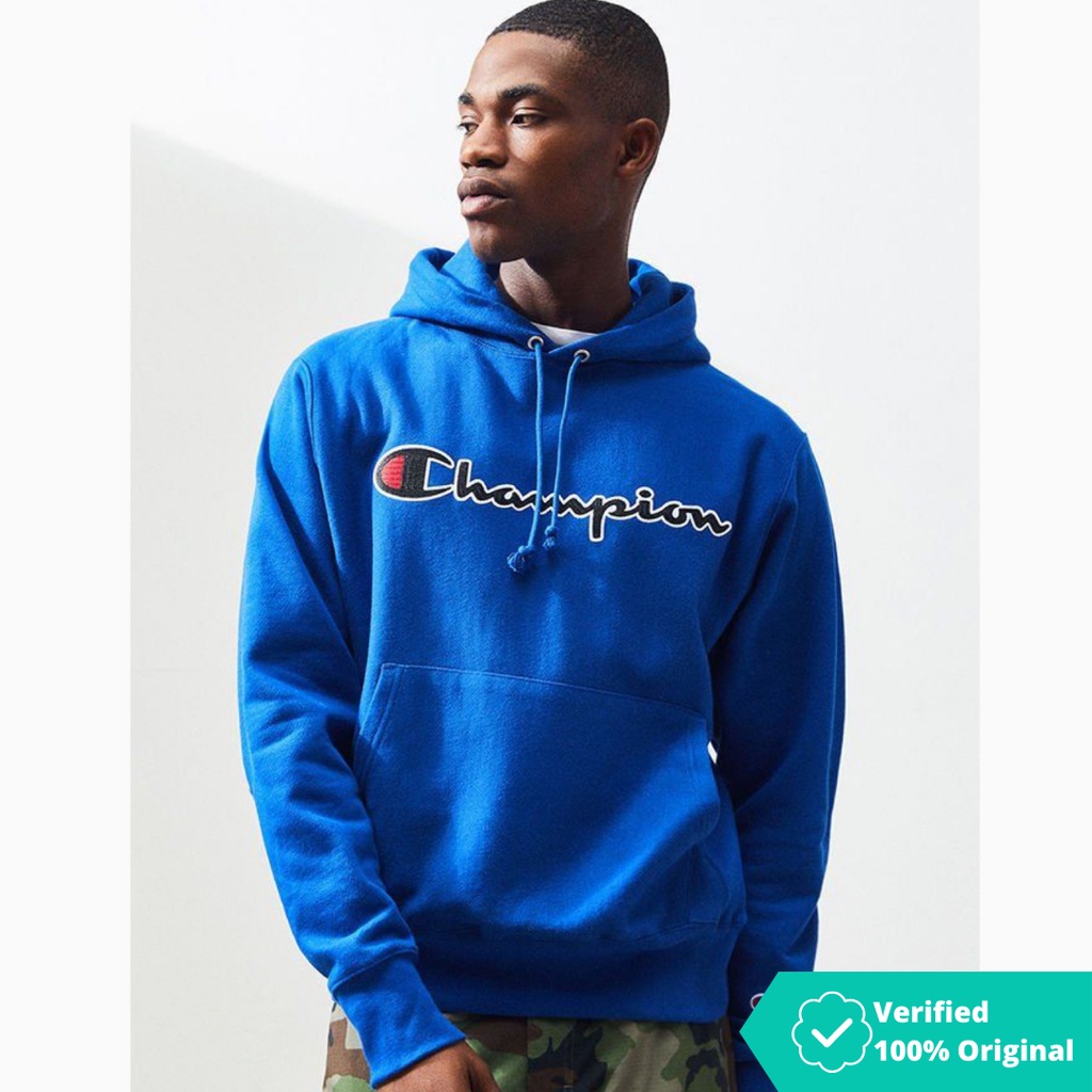 Champion Chain Stitch Reverse Weave Hoodie Blue