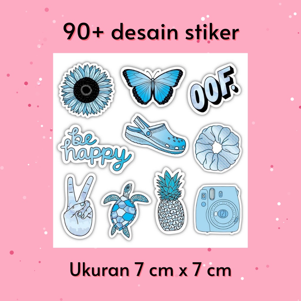 Jual Sticker Aesthetic Blue Edition Stiker Estetik 7x7 Cm Stiker