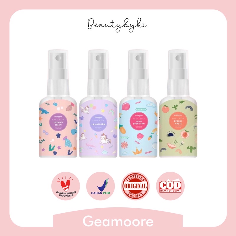 Jual Geamoore Body Mist 30ml BPOM PEACHY MATTE LA UNICORN OHMY ...