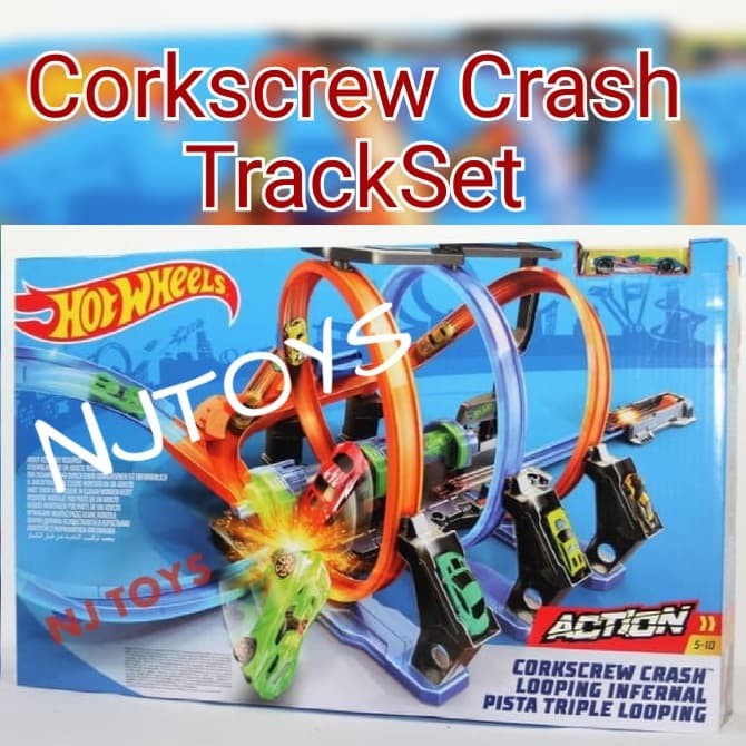 Jual mainan/ HOT WHEELS CORKSCREW CRASH TRACK SET | Shopee Indonesia