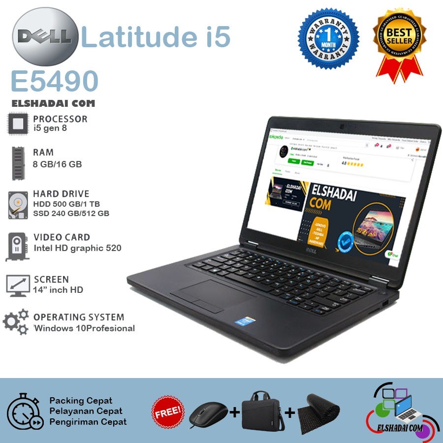 Jual Harga Laptop Bekas Dell Latitude 5490 Core I5 Gen 8 Ram 8gb Ssd 256gb Cam Layar 14 6453