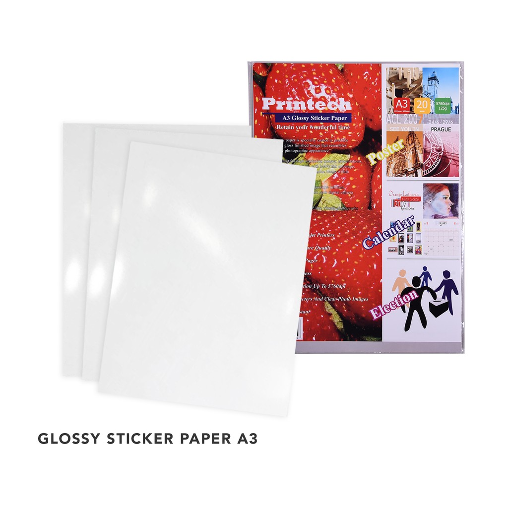 Jual Kertas Foto / Photo Paper Printech Glossy Sticker A3 125g - 02023 ...