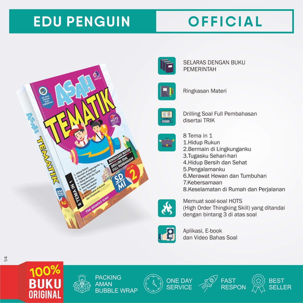 Jual Edu Penguin Buku Asah Tematik SD MI Kelas 2 | Shopee Indonesia