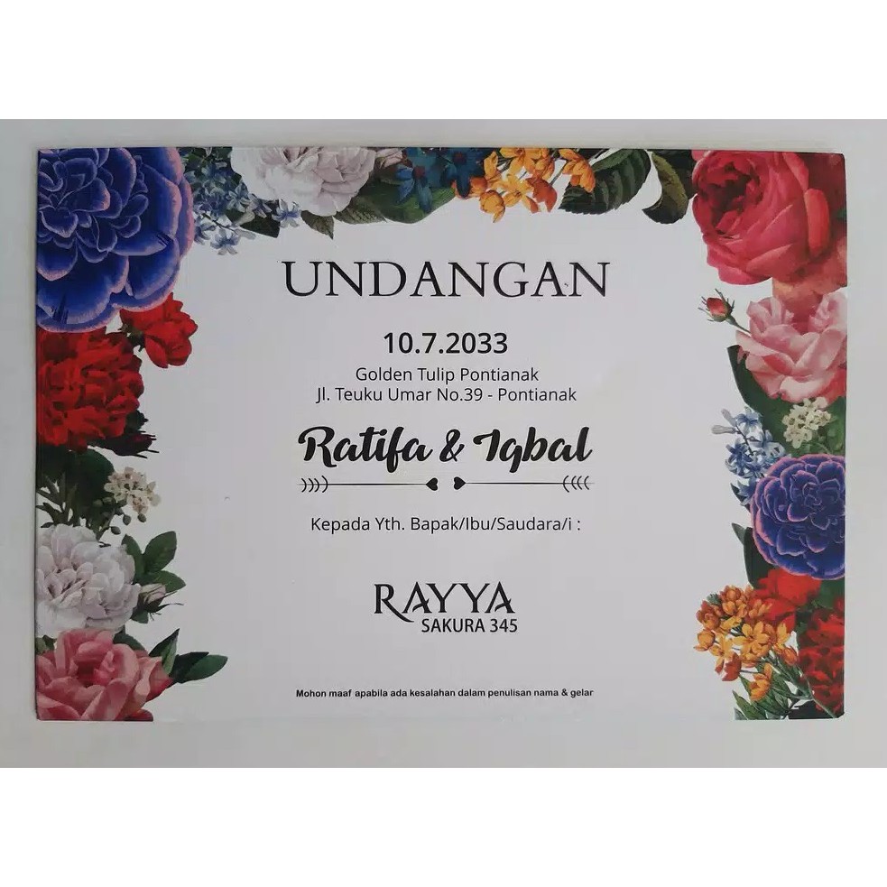 Jual [CETAK] Undangan Pernikahan Murah, Floral, Rustik, Unik, Undangan ...