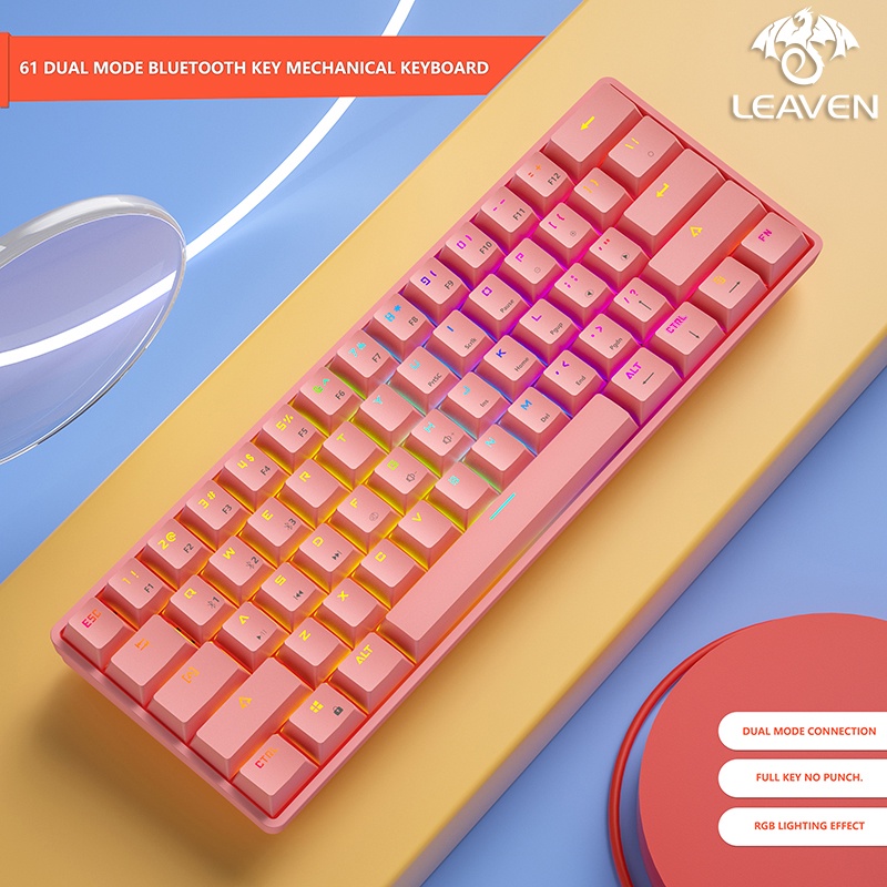 TERBAIK LEAVEN K620 keyboard mechanical tkl rgb murah type-c wired blue switch red switch hotswap mechanical keyboard gaming